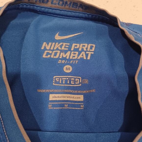 Nike PRO Combat Men's Activewear Dri-Fit Blue Size M - Picture 3 of 6